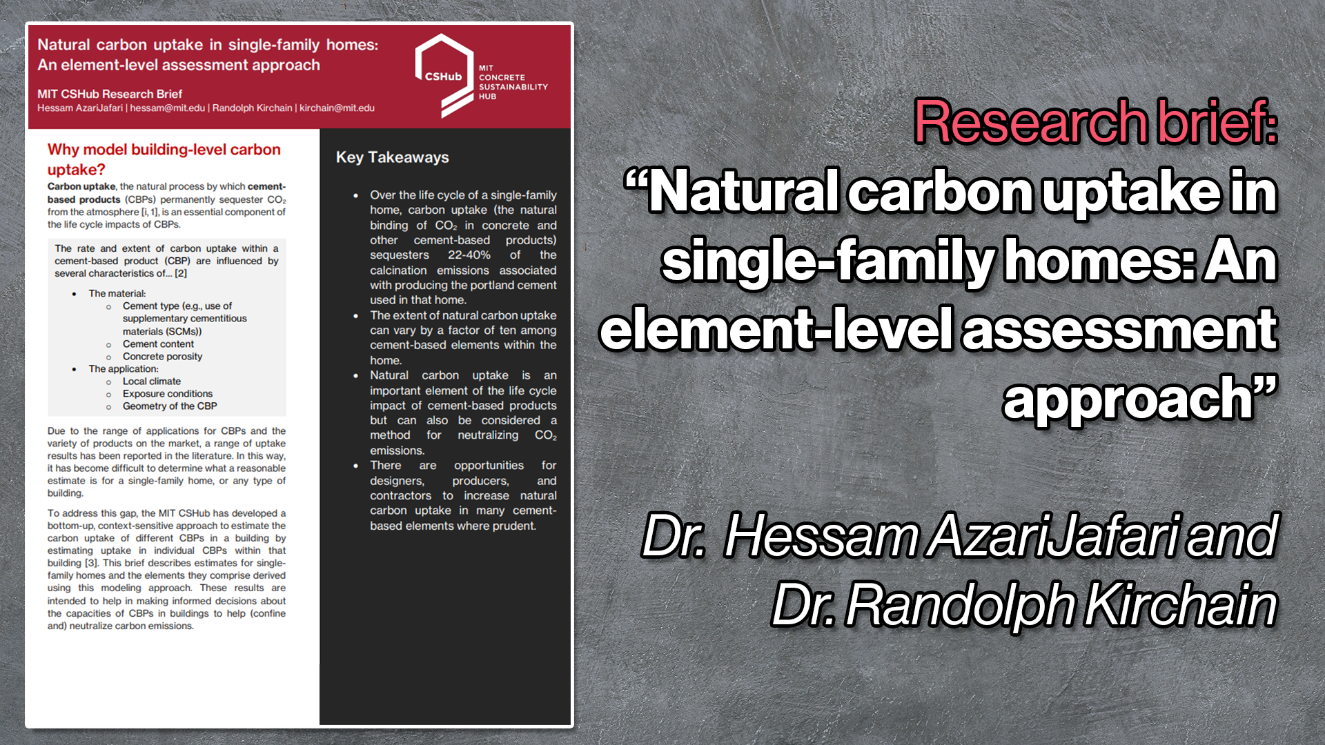 Brief: Natural carbon uptake in single-family homes: An element-level assessment approach